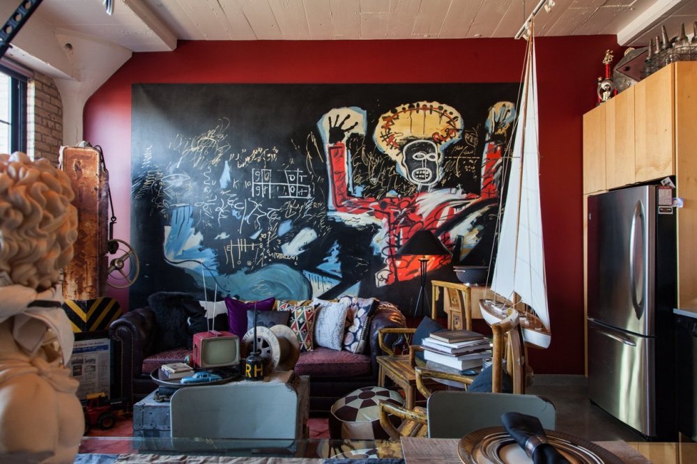 Matts Red Wall with Basquiat