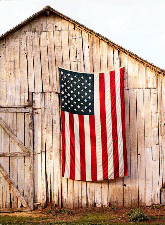 American Flag on the Side of Barn