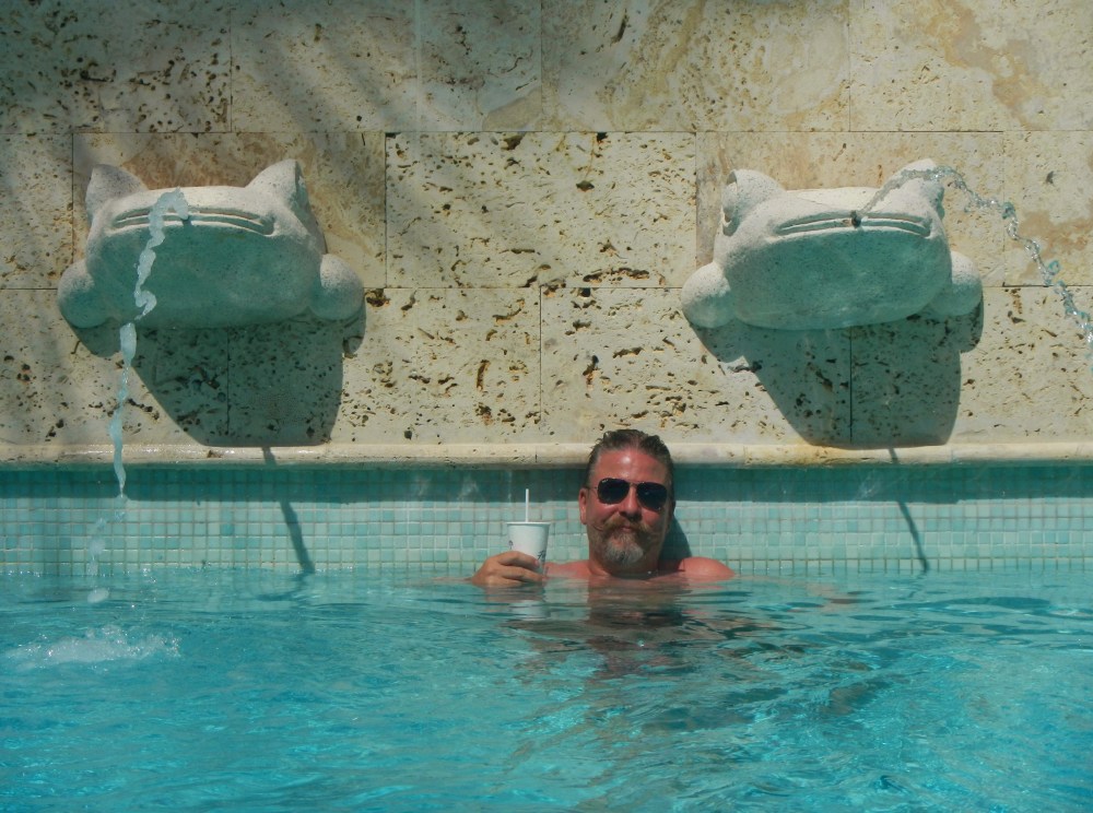 James with the Stone Frogs and a Drink