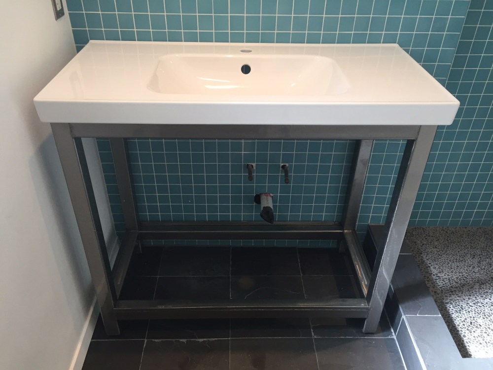 New Industrial Vanity with Ikea Sink on Top