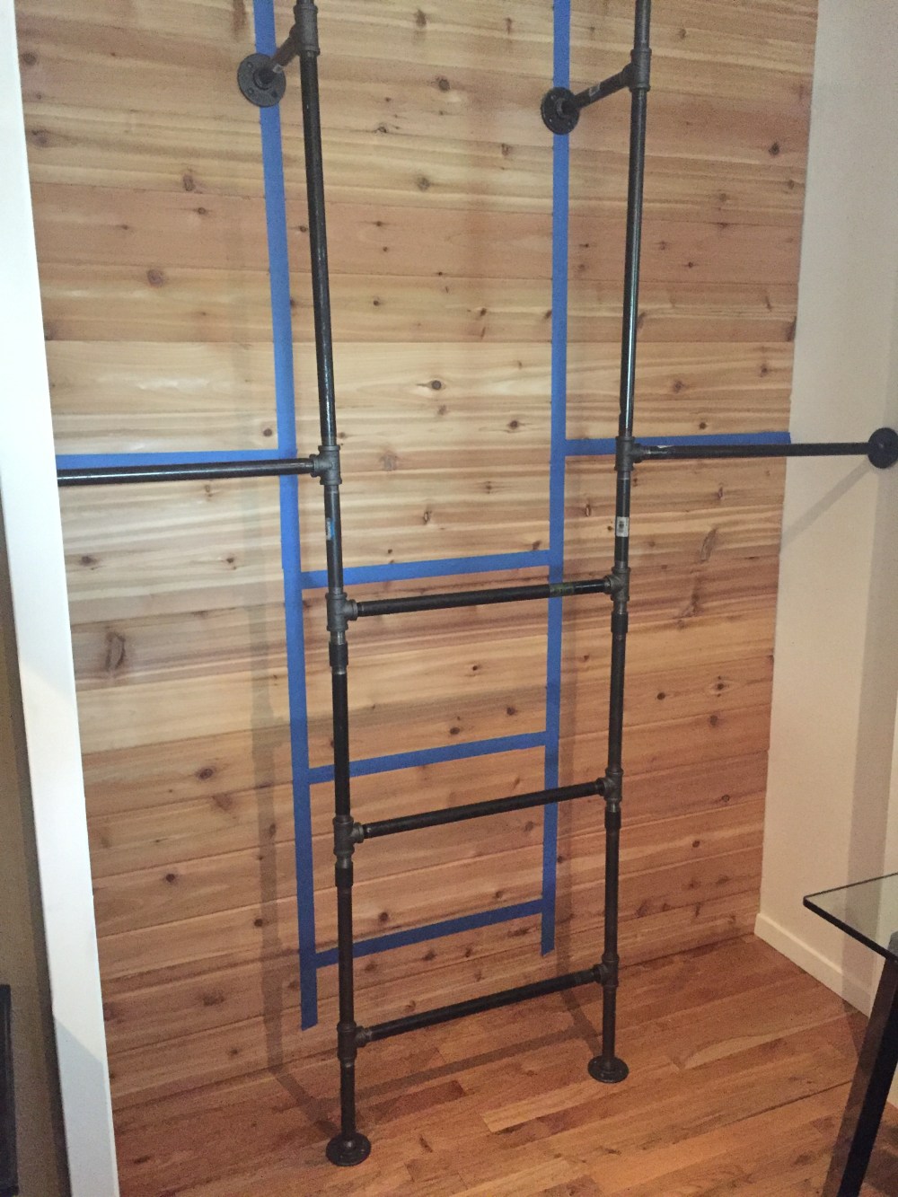 Cedar Wall with Pipe Fixturing