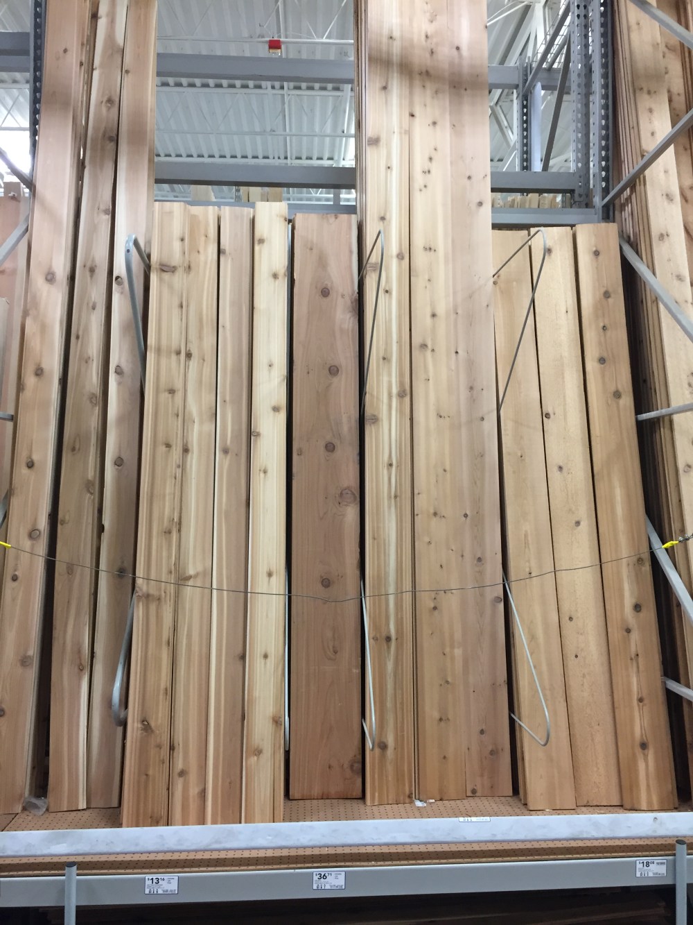 Wall of Cedar Shiplap at Lowe's