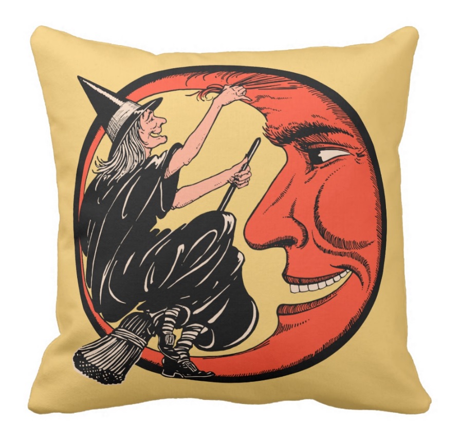 Vintage Halloween Witch Pillow