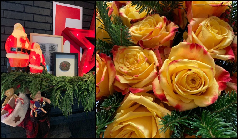 Mantle Scape and Roses Collage