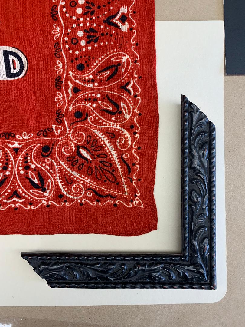 white mat under the bandanna