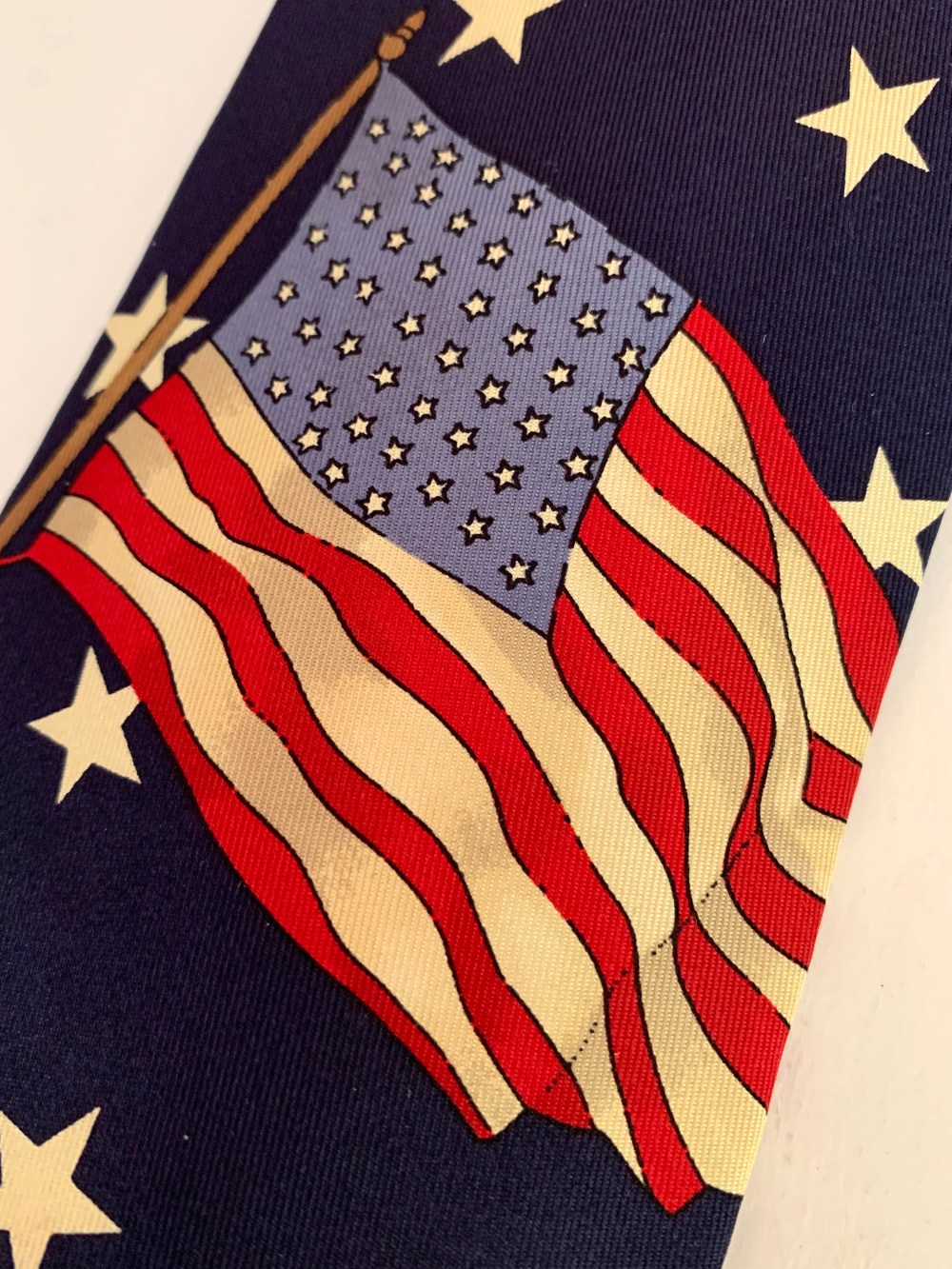 American Flag on Vintage Polo Tie.