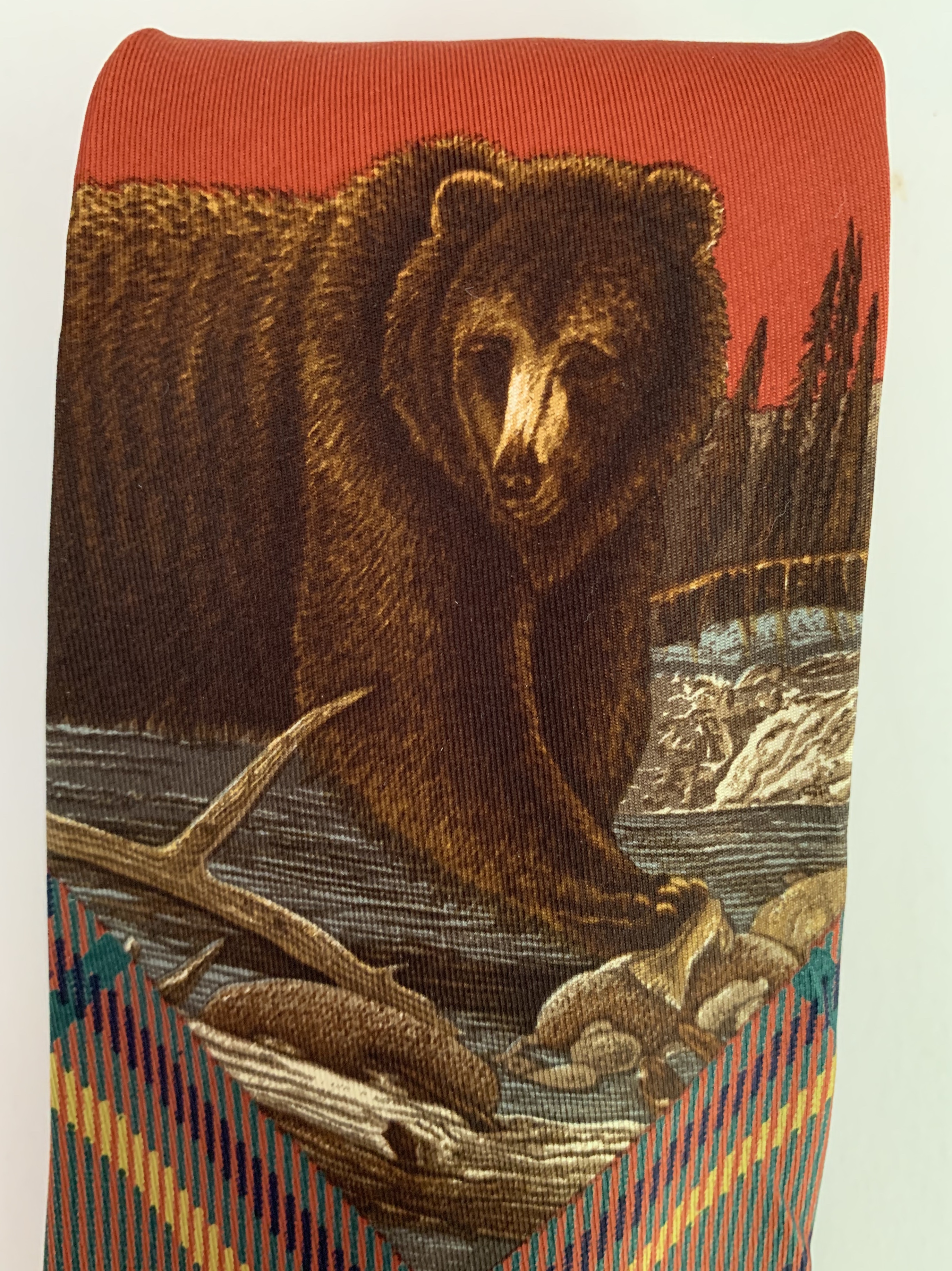 Bear on Vintage Polo Tie