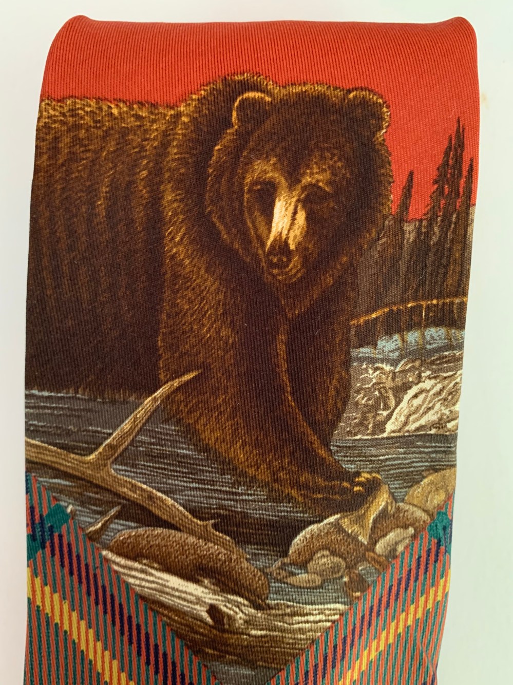 Bear on Vintage Polo Tie