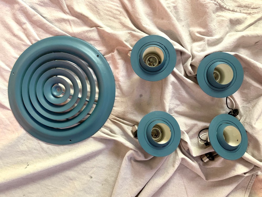 Blue Paint on Ceiling Pieces