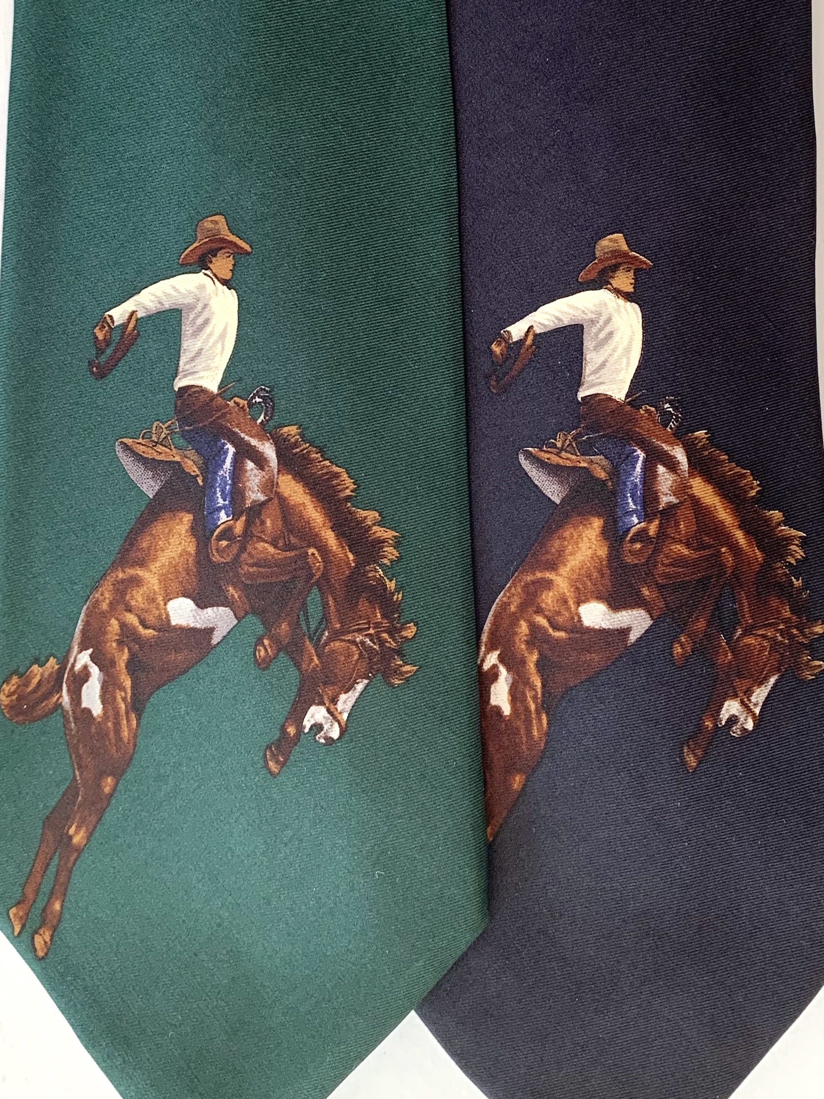 Bucking Broncos on Vintage Polo Tie