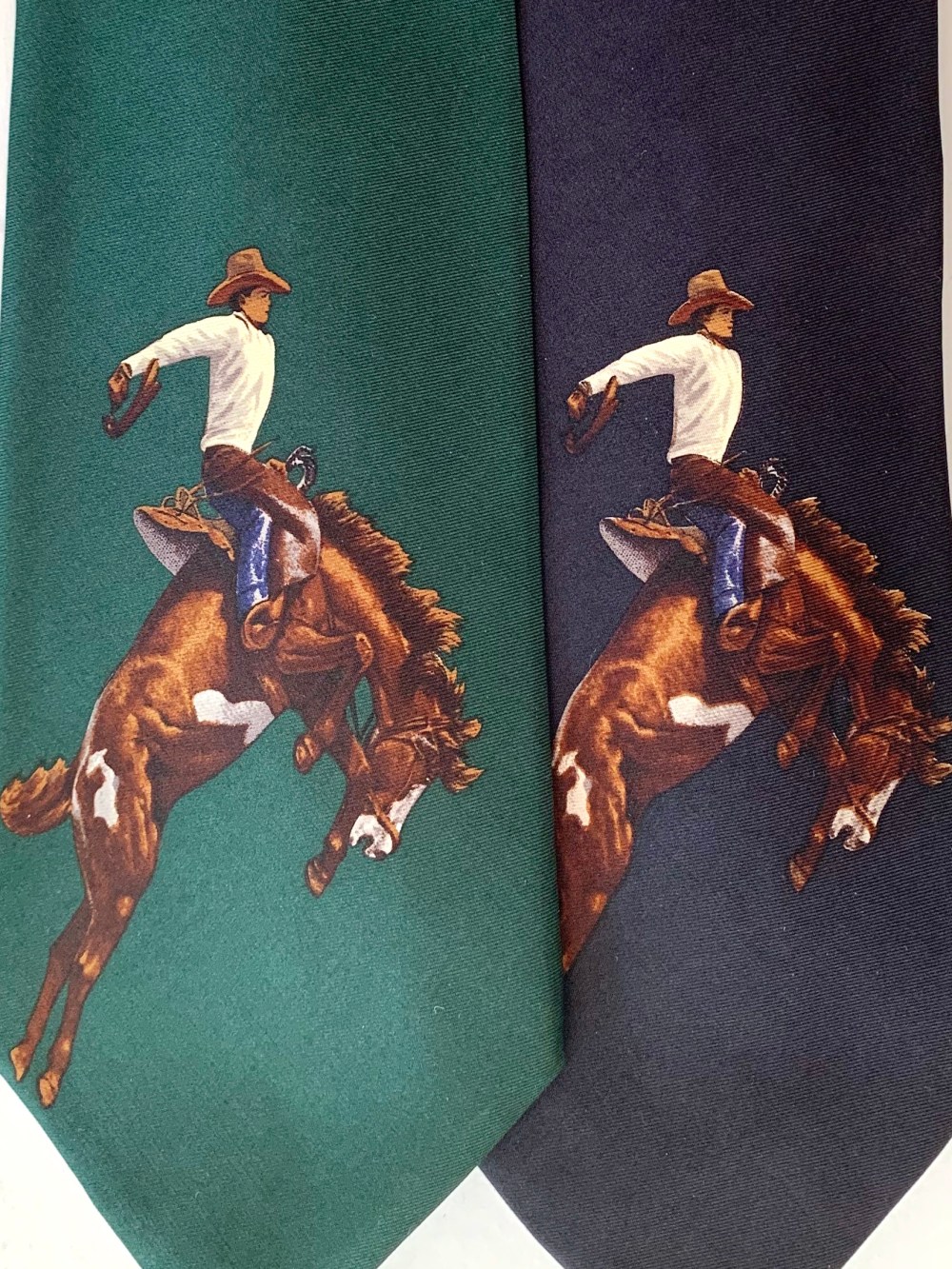 Bucking Broncos on Vintage Polo Tie