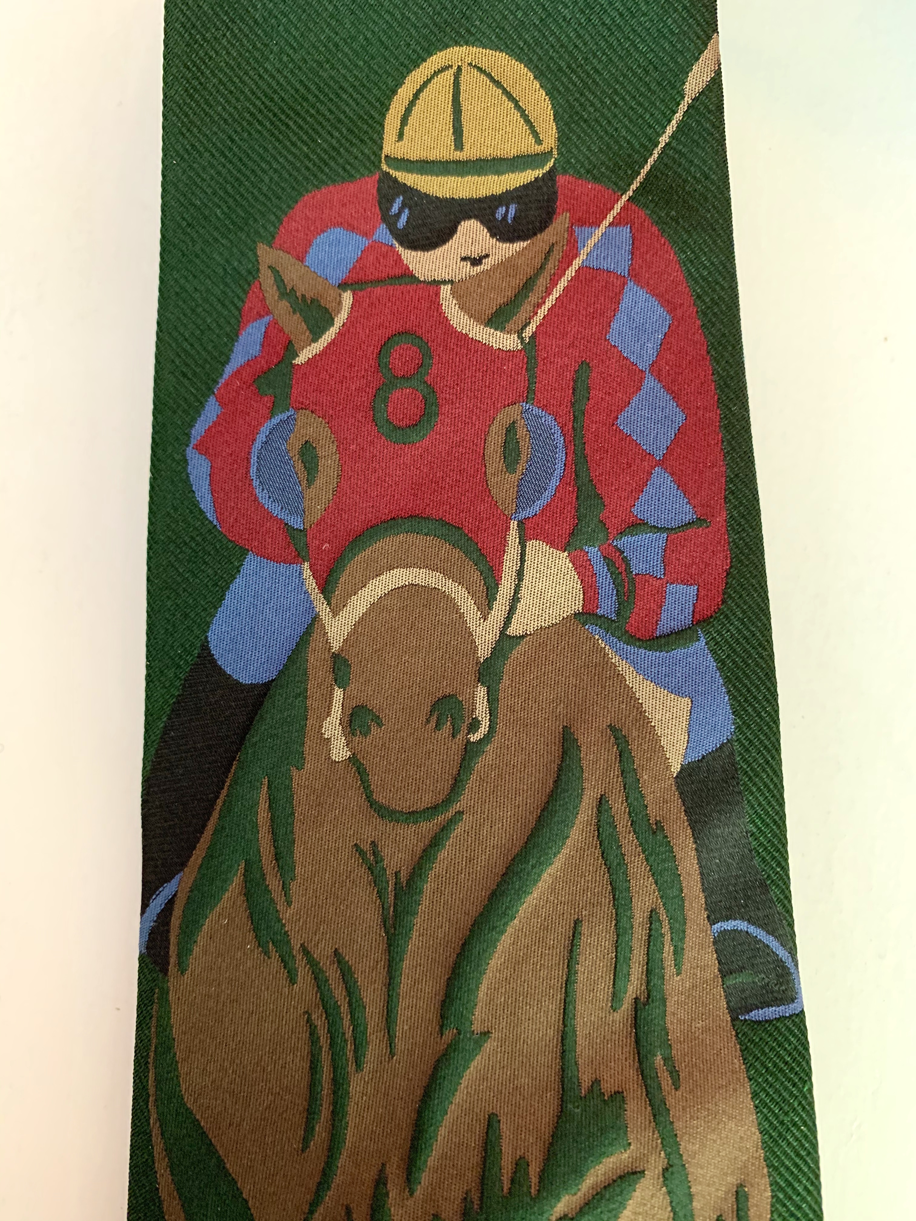 Embroidered Jockey on Vintage Polo Tie