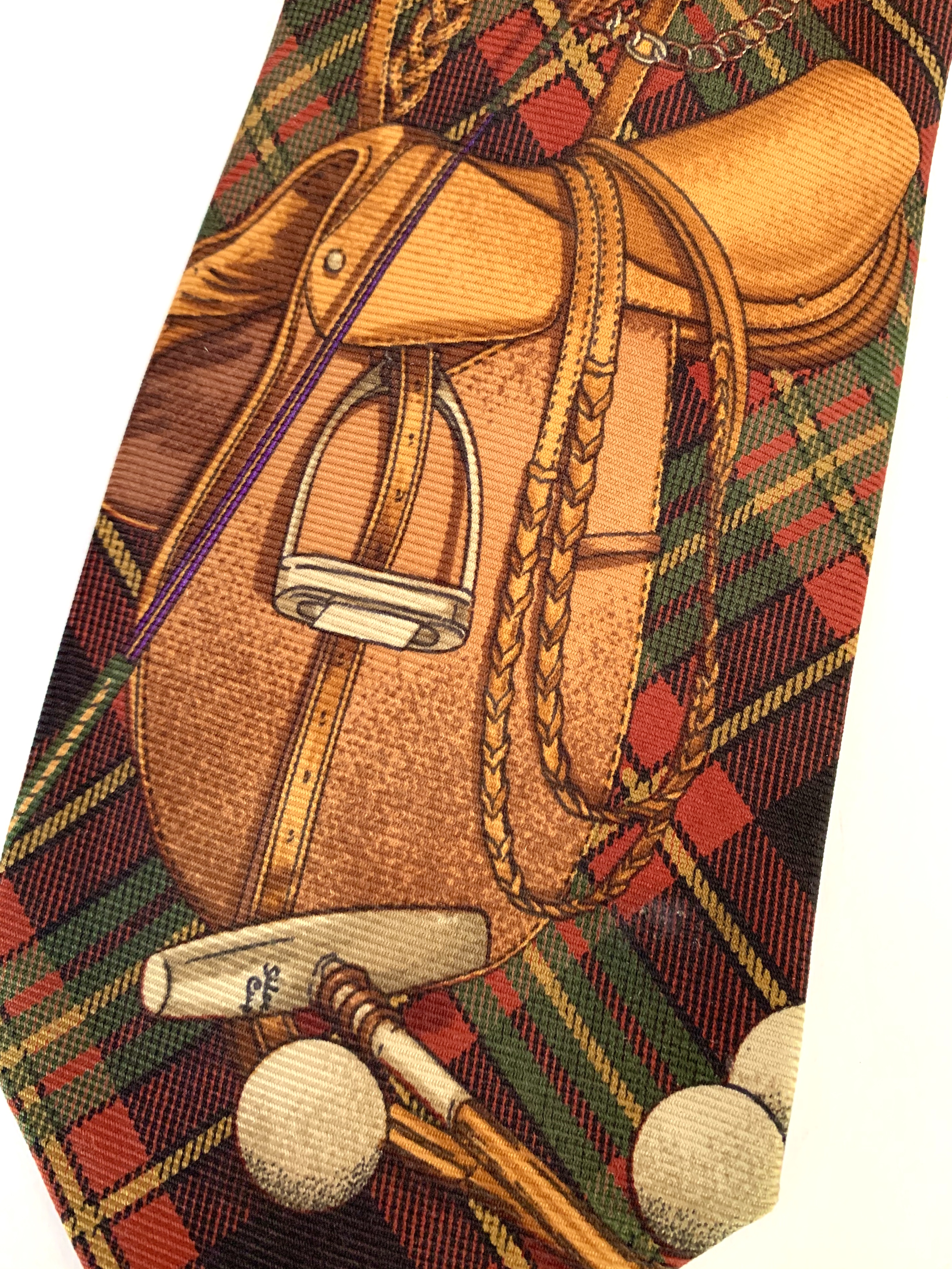 Equestrian Print on Vintage Polo Tie