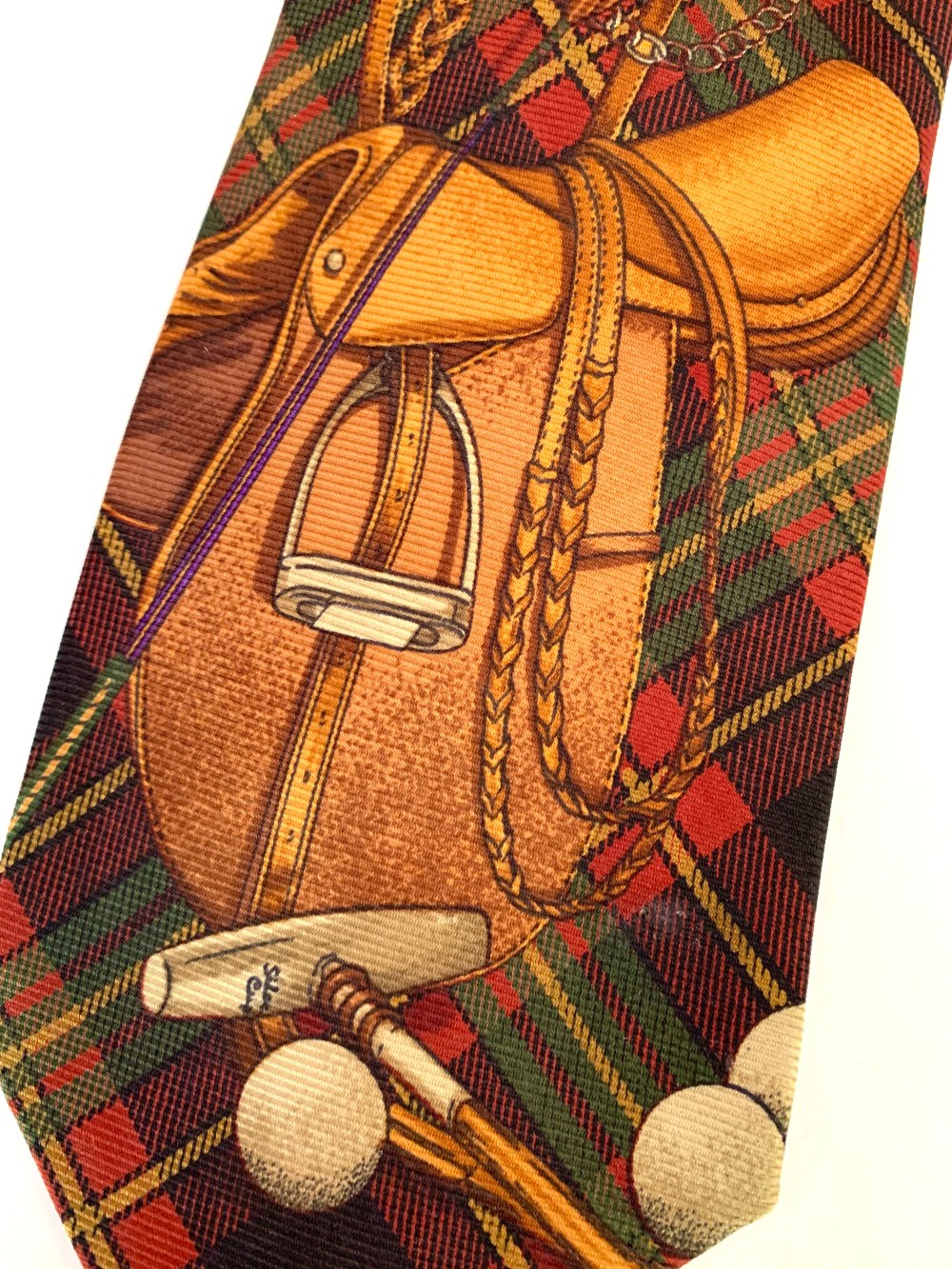 Equestrian Print on Vintage Polo Tie