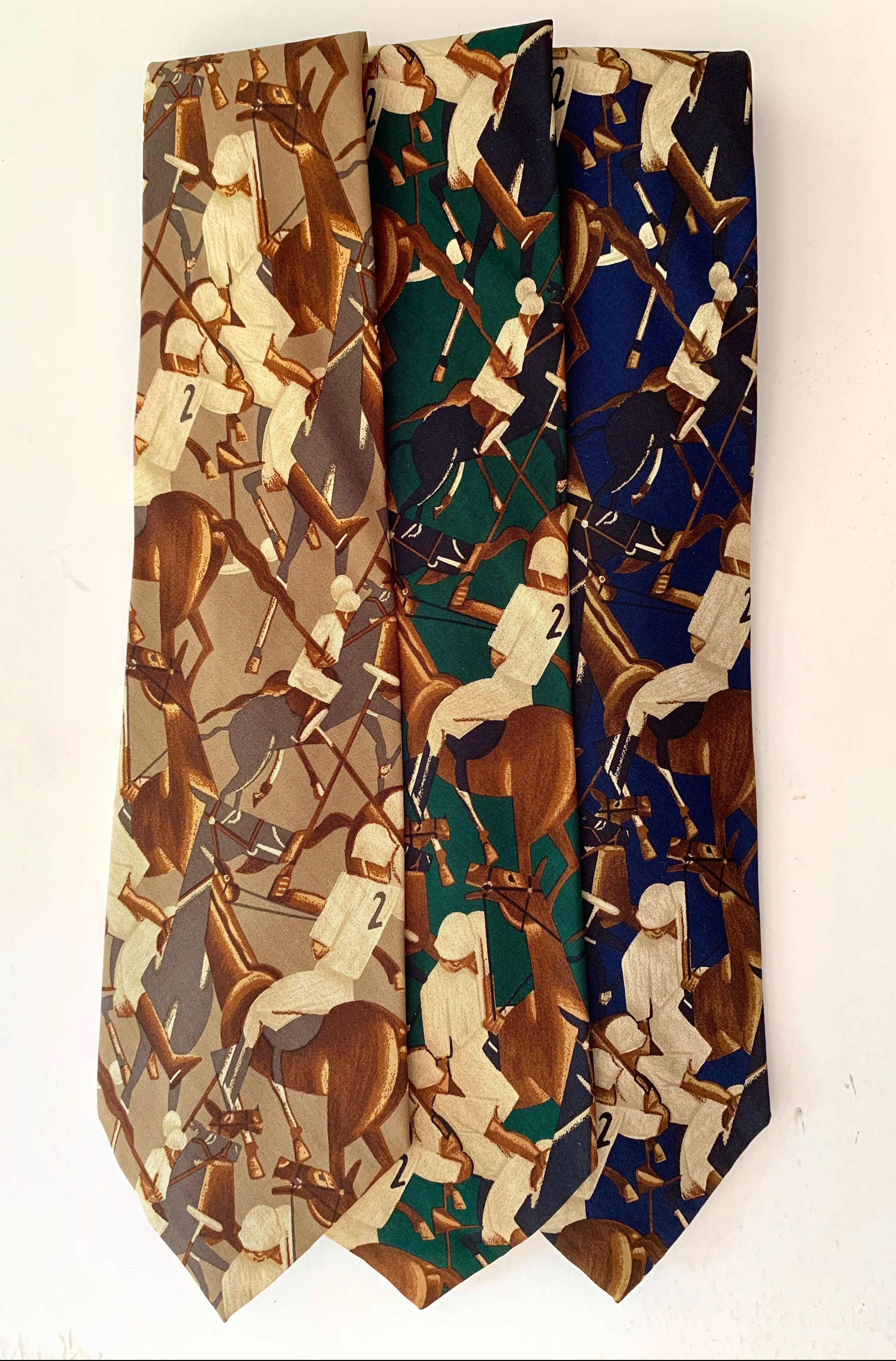 Vintage Deco Polo Player Print on Vintage Polo Tie