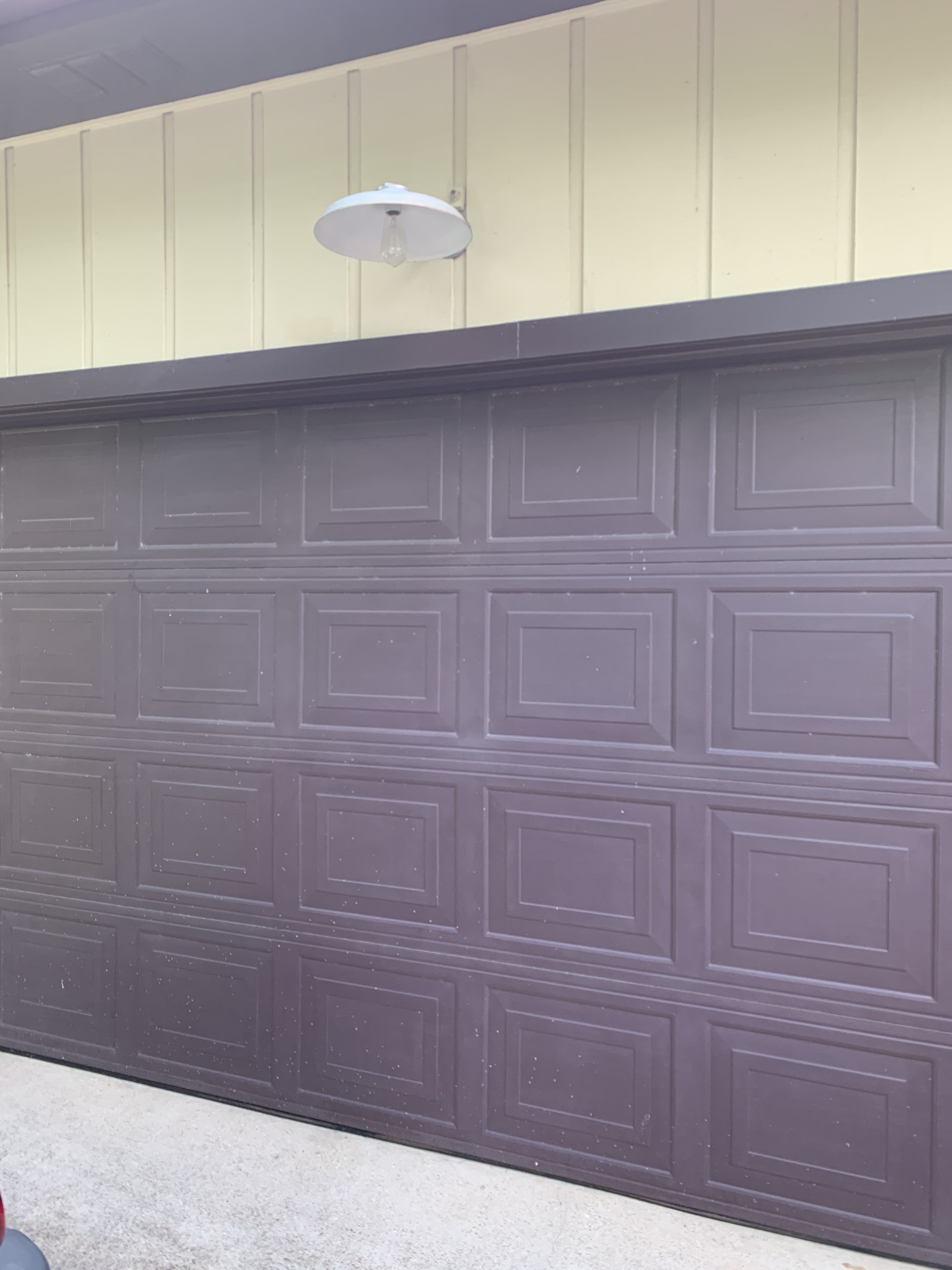 Garage Door with Former Small Silver Barn Light