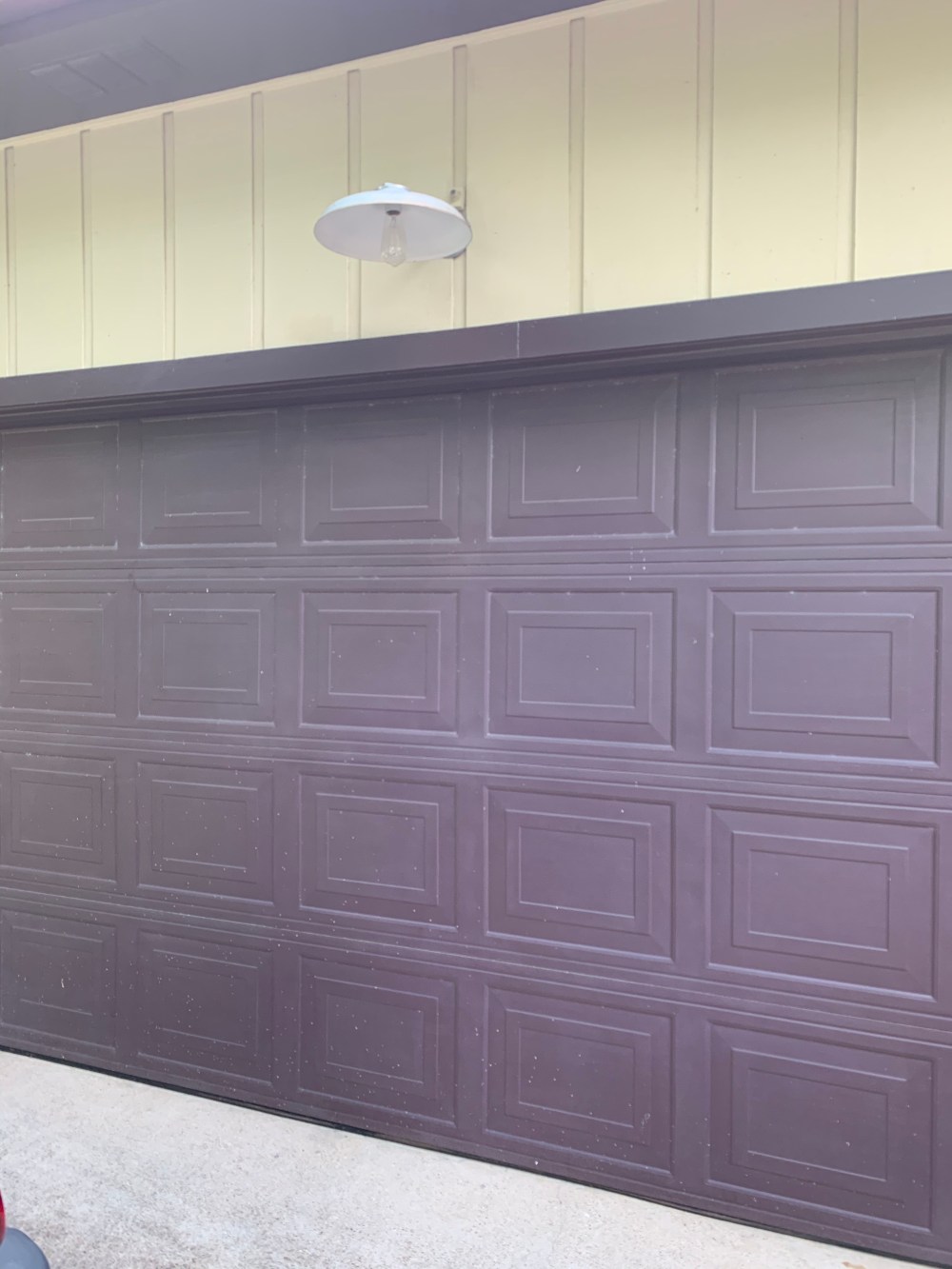 Garage Door with Former Small Silver Barn Light