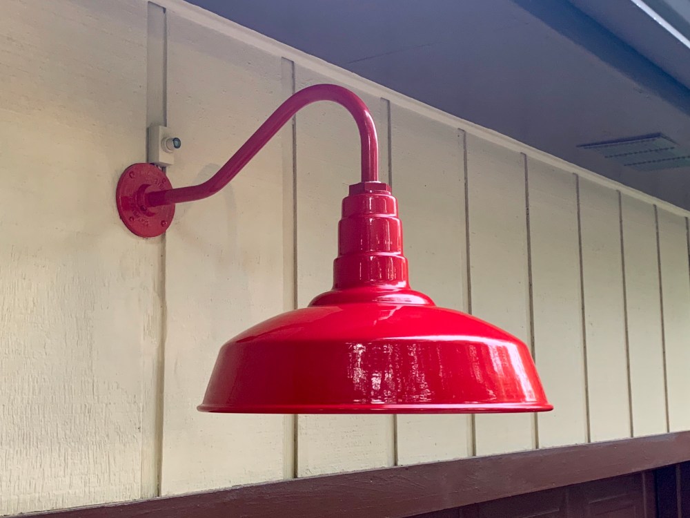 New Red Barn Light Over Garage