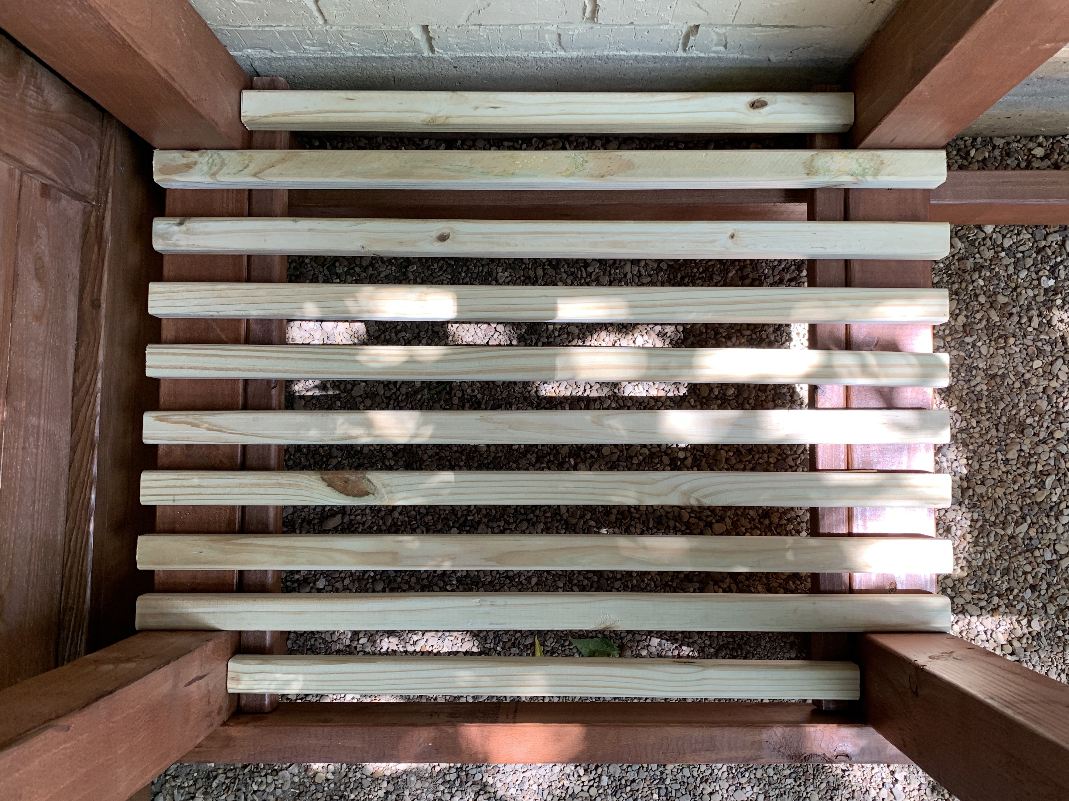 Rails as Potting Bench Shelf